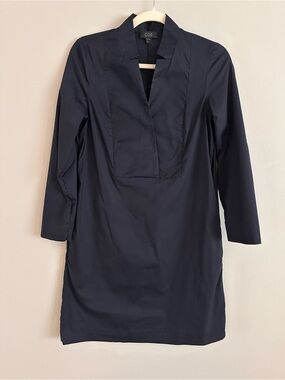 COS Navy A-Line Shift Dress 3/4 Sleeve Pockets Minimalist EU 34 US 4